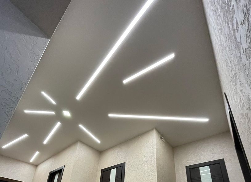 Установка натяжного потолка со светодиодной лентой