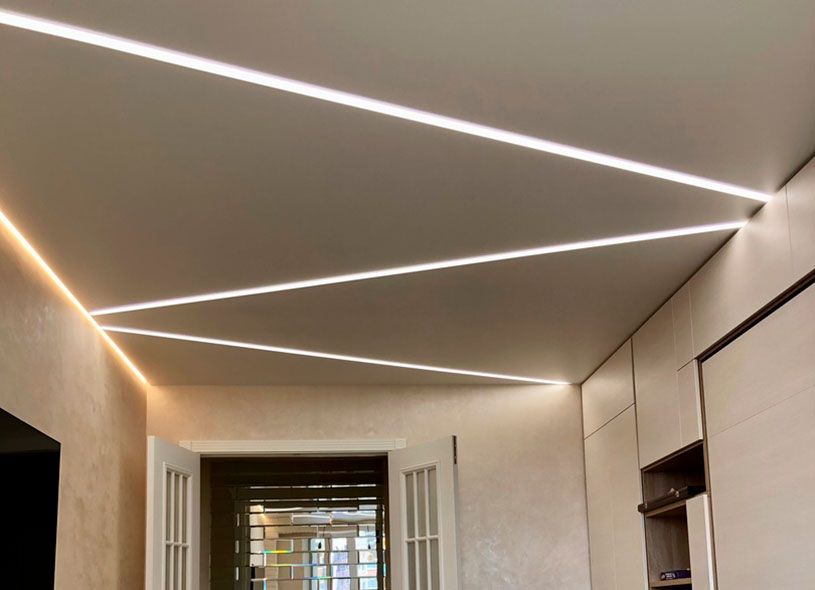 Установка натяжного потолка со светодиодной лентой